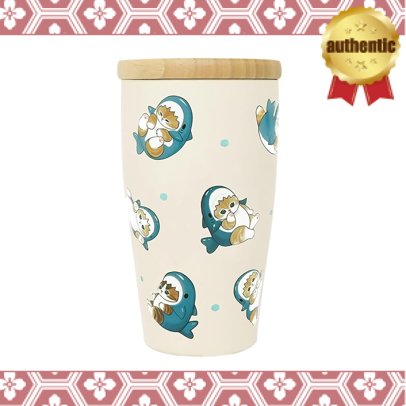 Mofusand Wooden Lid Vacuum Double-walled Tumbler 350ml 【Shark Nyan】 Office Work Desk Cup Insulated C