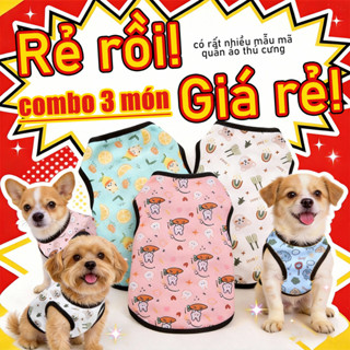 Bộ 3 áo Thun Thú Cưng In Hình Hoạt Hình Thoáng Khí áo Chó Mèo Mỏng Nhẹ Mùa Hè Phù Hợp Cho Corgi, Poodle
