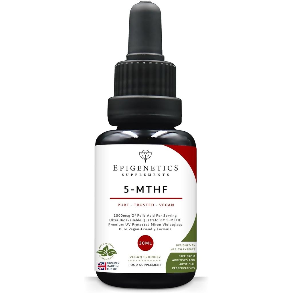 5-MTHF 30ml | Axit Folic cường độ cao như 5-Methyltetrahydrofolate Vitamin B9 dạng lỏng thả 1000mcg 