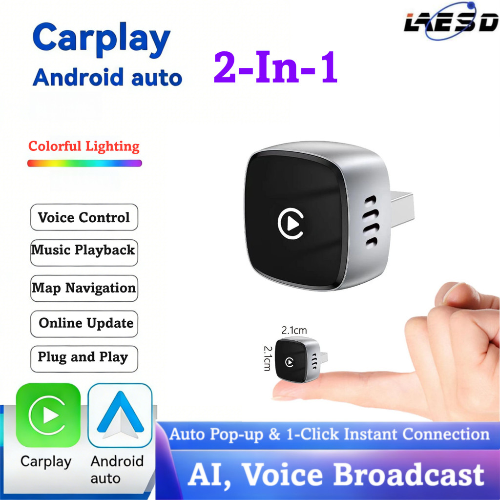 Hộp carplay Mới Android AUTO 2 Trong 1 Kết Nối Ô Tô Aibox Có Dây Sang Không Dây 2in1
