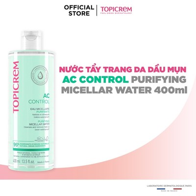 Nước tẩy trang cho da dầu mụn TOPICREM AC PURIFYING MICELLAR WATER 400ml