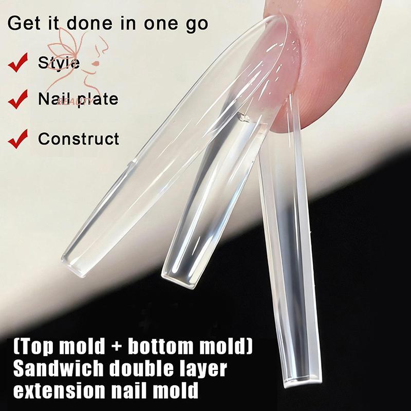 [maybeauty] Sandwich Dual Nail Forms 240 chiếc 15size Extensions-Dual Forms Coffin Almond Nail Forms
