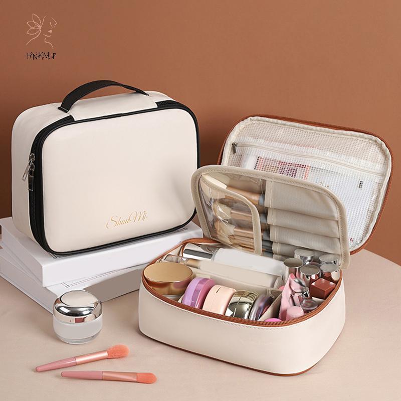 Túi đựng đồ trang điểm PU 3 trong 1 HNKMP Túi đựng mỹ phẩm giặt đa năng dung tích lớn di động Túi đự