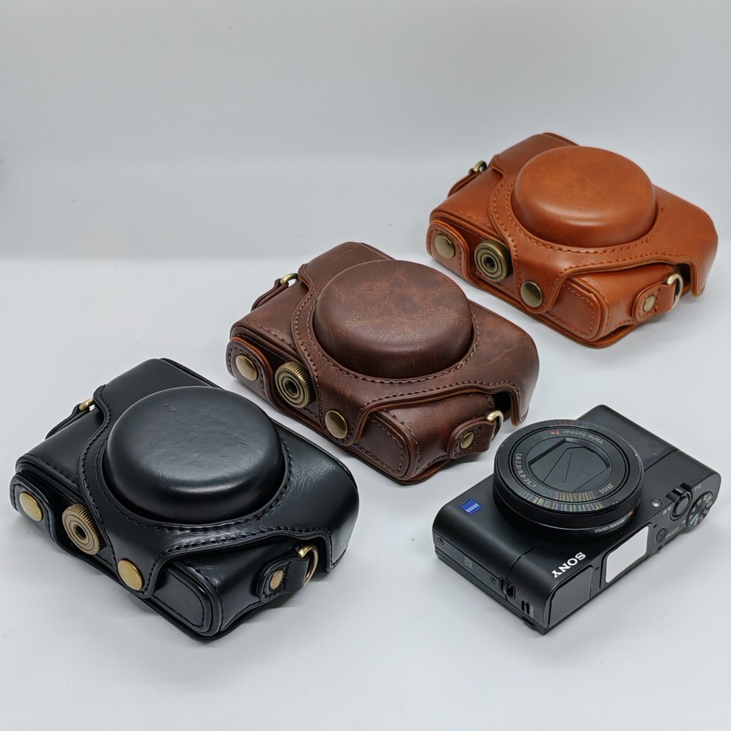 RX100 Ốp Lưng Da PU Camera Bao Đeo Vai Túi Cho Sony RX100 RX100II RX100 M3 RX100III M4 M5 M6 M7 Có V