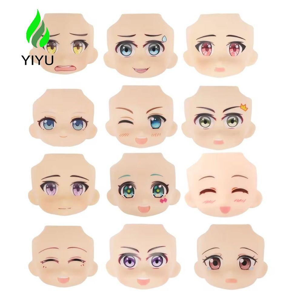 YIYU Mặt búp bê YIYU OB11, Mặt búp bê 3D Decal Thay đổi khuôn mặt thay thế búp bê, 1 / 12 BJD với tr