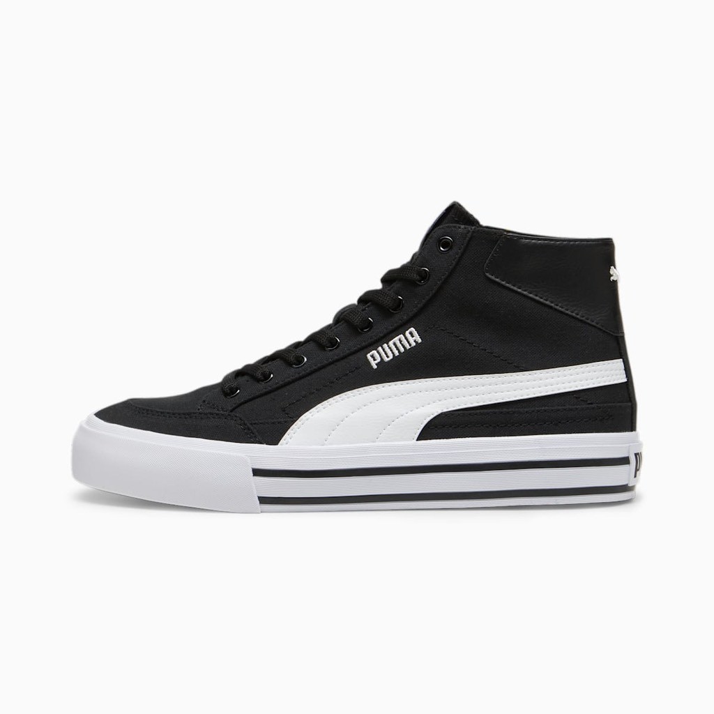 Giày thể thao sneaker chính hãng Puma Court Classic Vulcanized Formstrip Mid Top Black White - Đen t