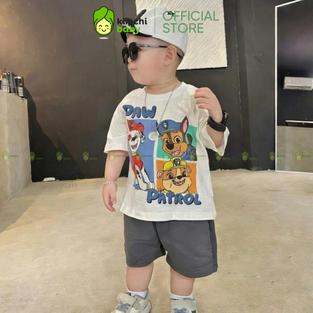 [10-29KG] Bộ Cộc Tay Cho Bé Trai Mặc Hè KIMCHIBABY Vải Cotton 190gsm Cao Cấp Họa Tiết Chó Cứu Hộ PAW PATROL K603