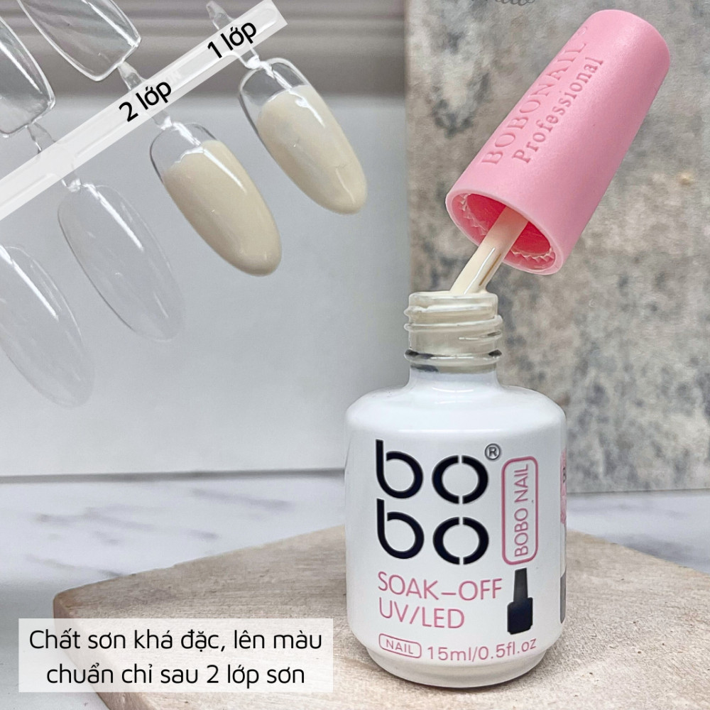Sơn gel màu đen trắng, trắng sữa bobo BơBơ Nail