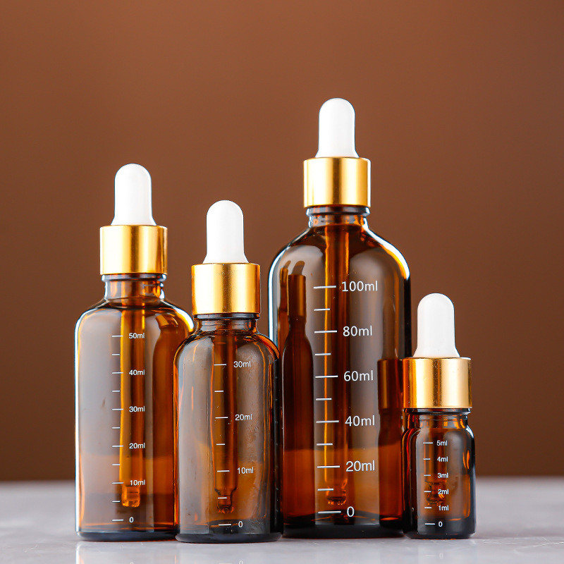 Spot Goods#Light-proof glass dispensing bottle with graduated rubber tip dropper, portable travel sa