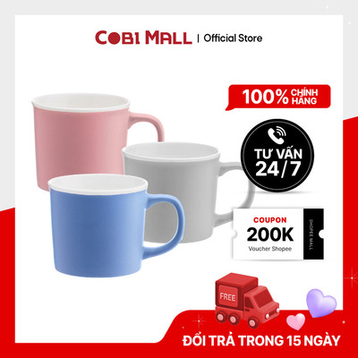 Ly sứ latte màu Hồng/ Xám/ Xanh - Cobi Home