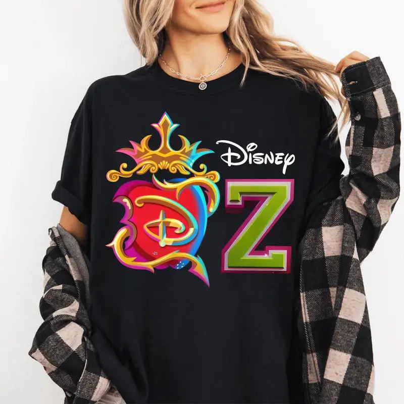 Descendants Zombies World Tour Logo Áo thun Disney Sự trỗi dậy của các nhân vật màu đỏ buổi hòa nhạc