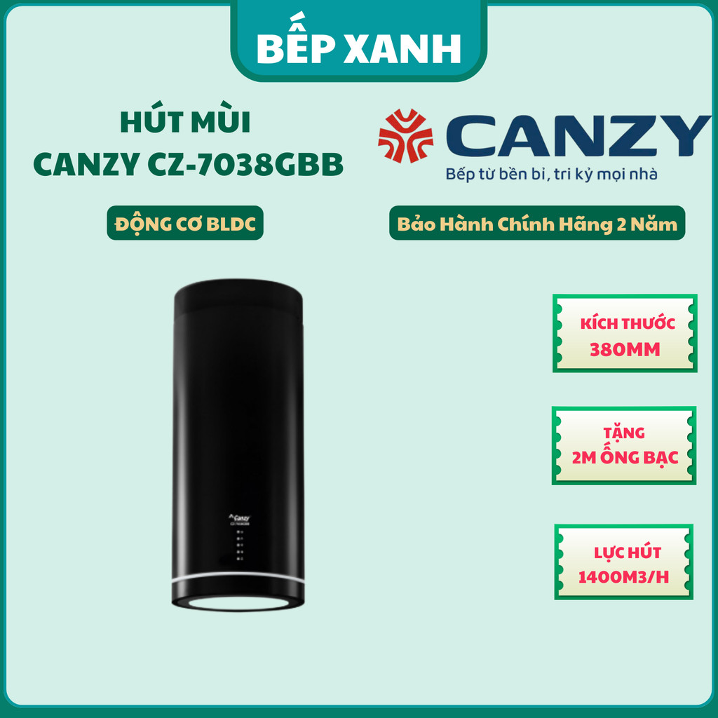 Máy hút mùi Canzy CZ 7038GBB | Hút độc lập CZ 7038GB | Mẫu máy độc lập | Máy hút mùi đảo
