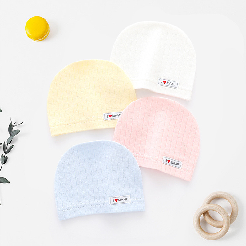 Baby Hat Pure Cotton Male and Female Baby Head Covering Heart Summer Thin Beanie 0-June 4 Spring and