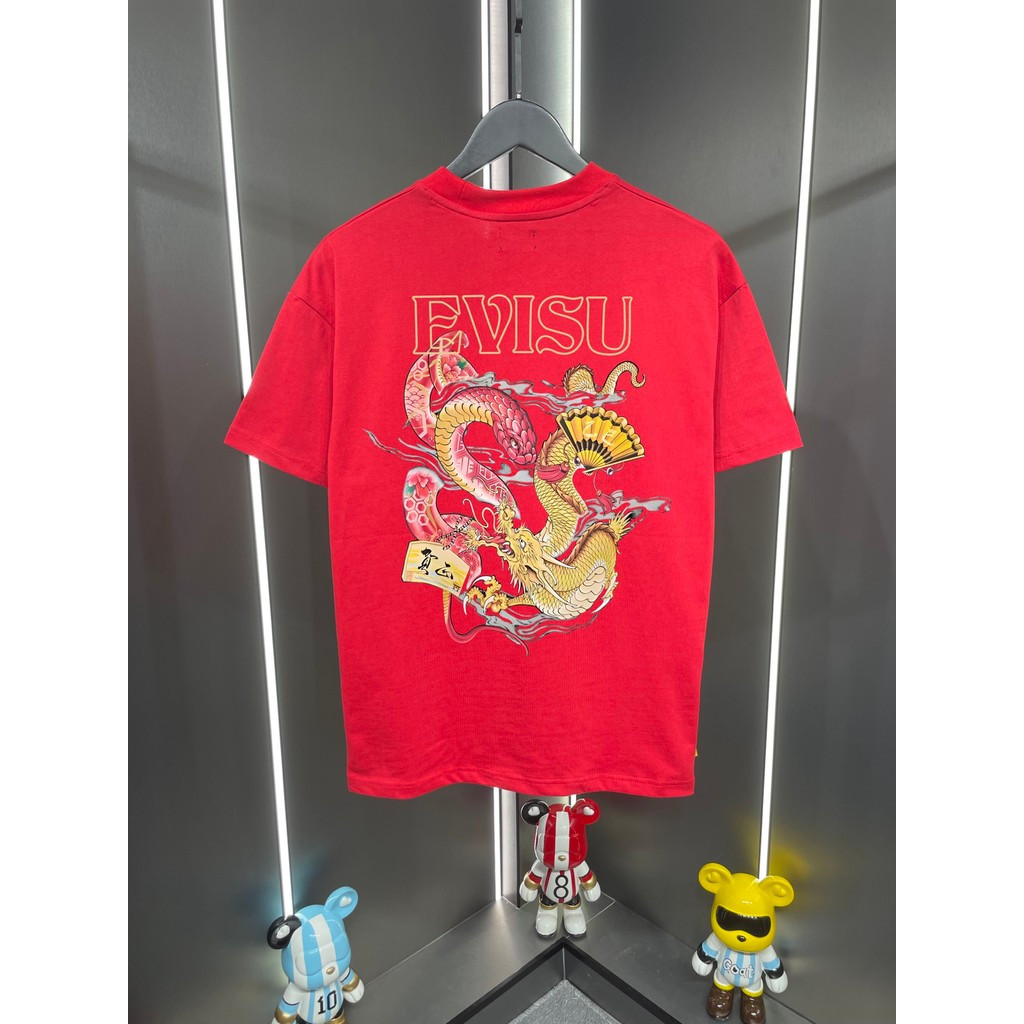 2026 Phong Cách Mới EVISU Nam Nữ In Hình Áo Thun Bên Ngoài Mặc Áo Thun Rời Áo Thun Công Sở Áo Thun N