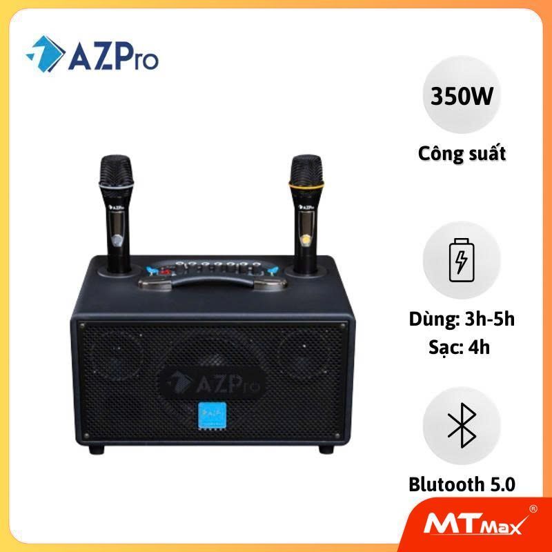 Loa di động xách tay AZPRO AZ 388 karaoke Bass 16, 2mid và 6 loa treble kèm 2 mic không dây UHF