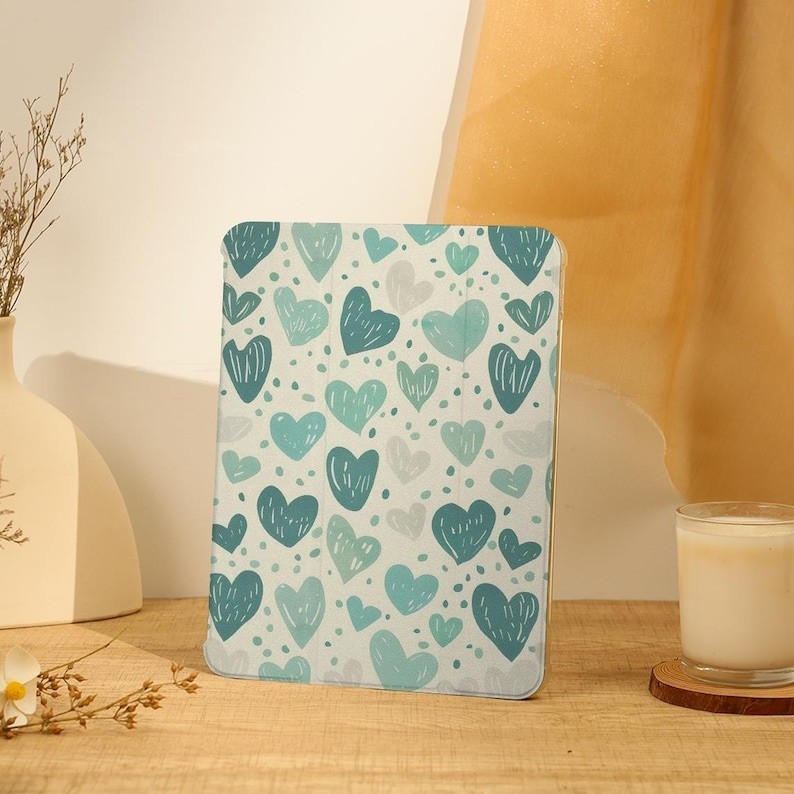 Green Hearts iPad Case, iPad Air Case cho 13 "/ 11" iPad Pro 204,13 "iPad Air 6 Case, iPad mini 6 Ca