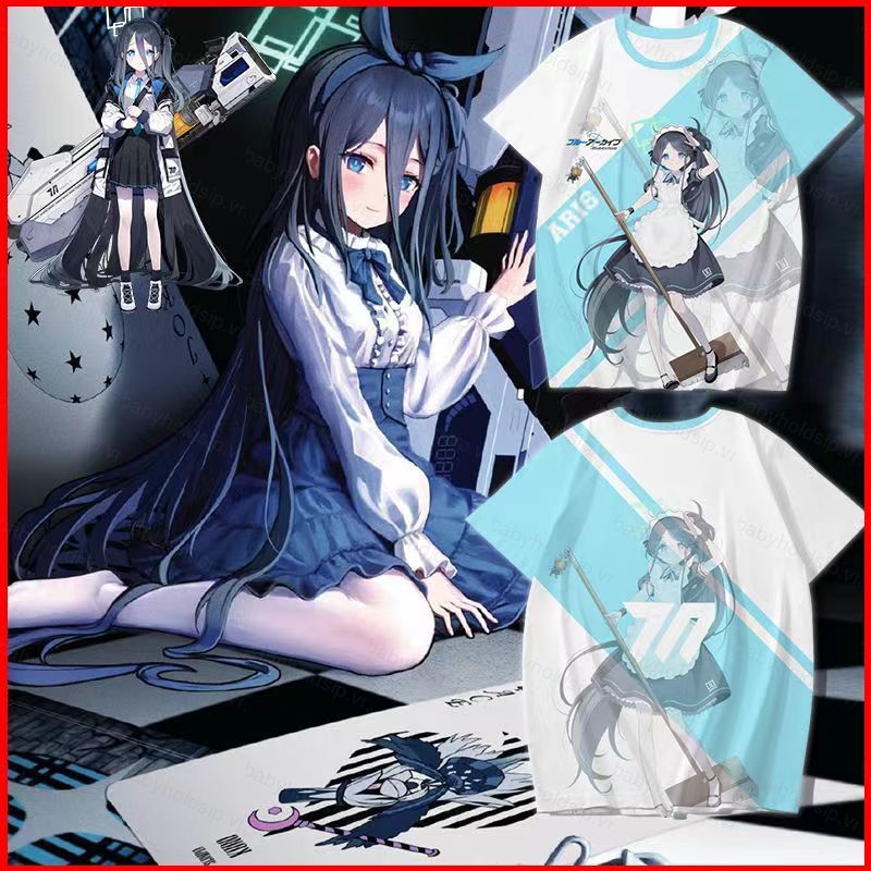 Áo thun và quần ngắn mùa hè Tendo Arisu Blue Archive, phù hợp cho cosplay