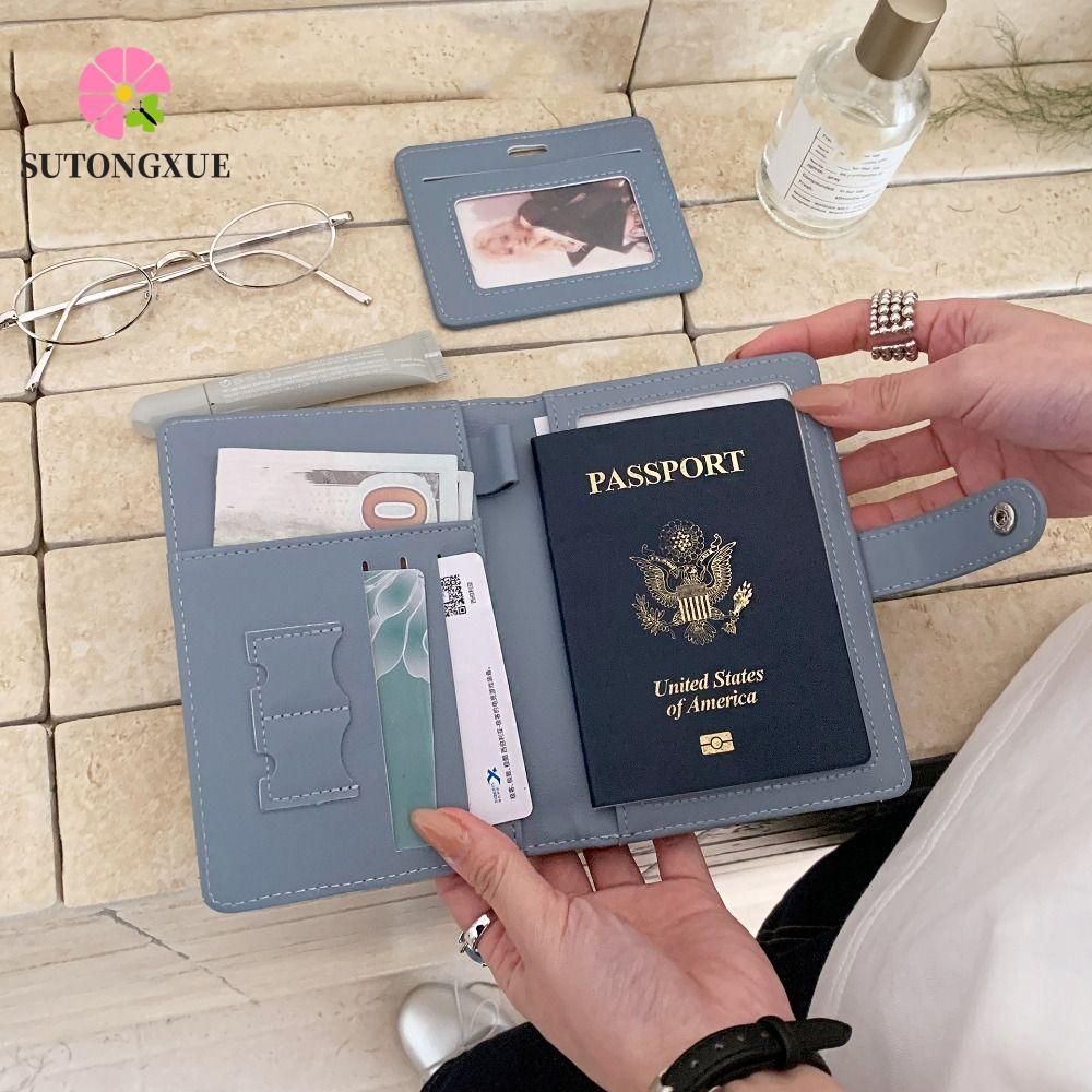 SUTONGXUE Túi Hộ Chiếu PU, Hộp Đựng Thẻ Hộ Chiếu Kẹp Hộ Chiếu Denim, Hộp Đựng Vé Di Động Đa Năng Máy