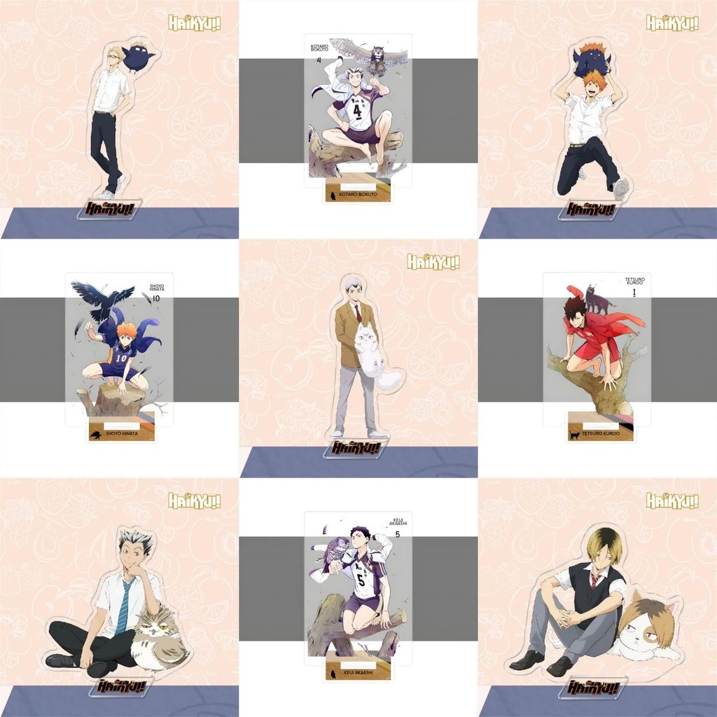 Standee Anime Haikyuu Mô Hình Mica Hinata Shoyo Kageyama Kenma Bokuto Kuroo Trang Trí Bàn Học Quà Tặ