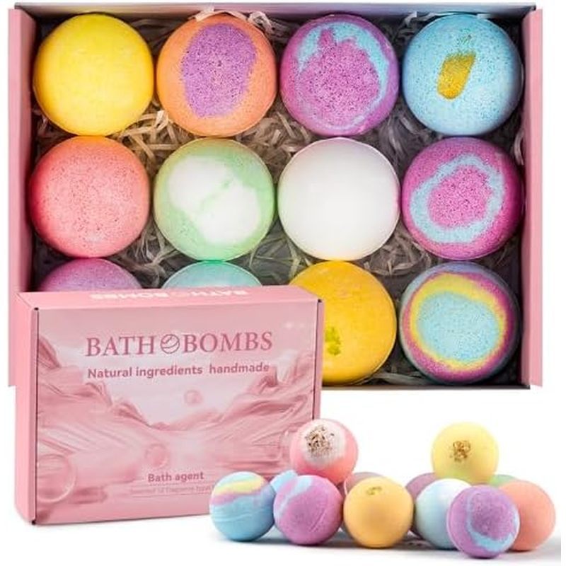 12 Cái (2.1oz) Bath s Kit – Tắm bong bóng SPA thủ công tự nhiên dành cho nữ, Quả bóng mờ thư giãn ch