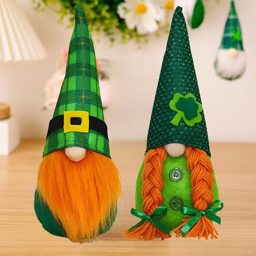 2 gói đồ trang trí Gnome ngày Thánh Patrick, đồ trang trí Gnome Leprechaun Ireland, Gnome Thụy Điển,