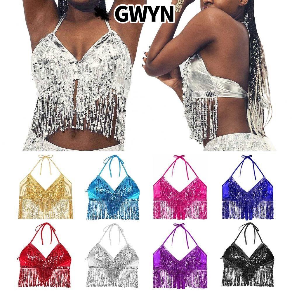 GWYN Áo Ngực Khiêu Vũ Sequin và Tua Rua