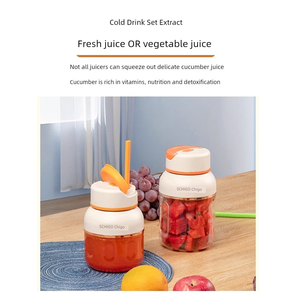 ♤Cốc nước ép Chigo Dung tích lớn Sạc không dây Máy ép trái cây cầm tay đa chức năng Xô đá nghiền tươi♢