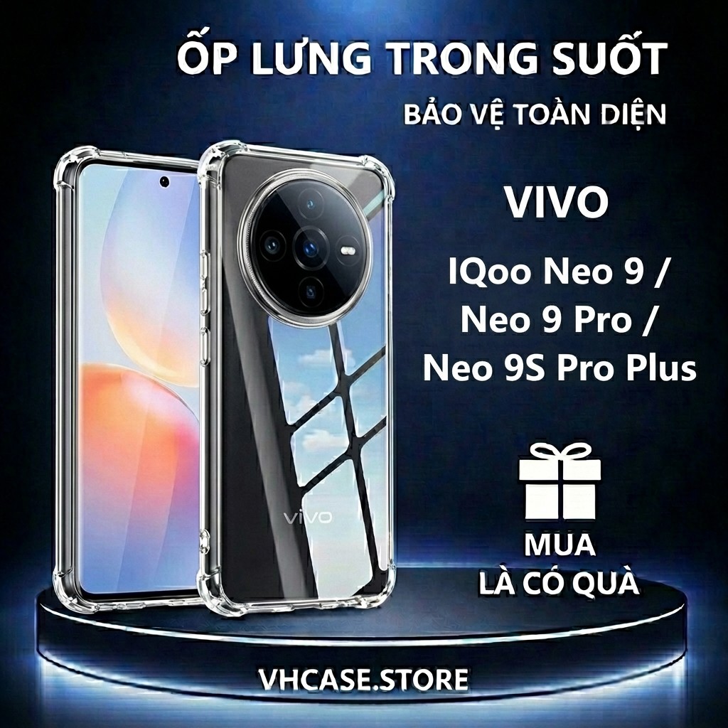 Ốp lưng chống sốc IQoo Neo 9/ 9 Pro/ 9S Pro Plus trong suốt, silicon, bảo vệ camera-VhCase.Store