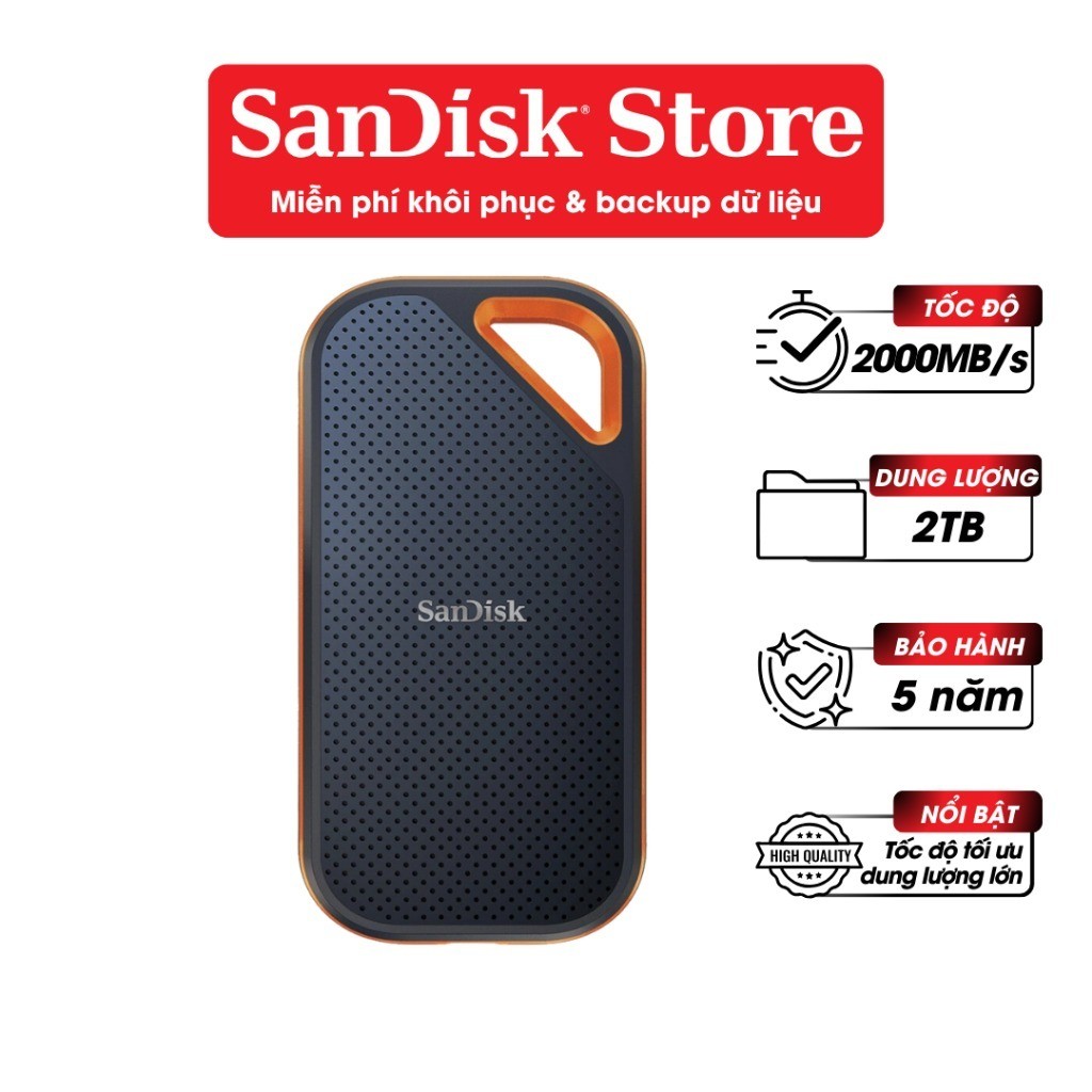 [HỎA TỐC HCM] Ổ cứng di động SSD Sandisk Extreme Pro SDSSDE81-G25 1TB V2 E81 2000MB/s Bảo hành 5 năm
