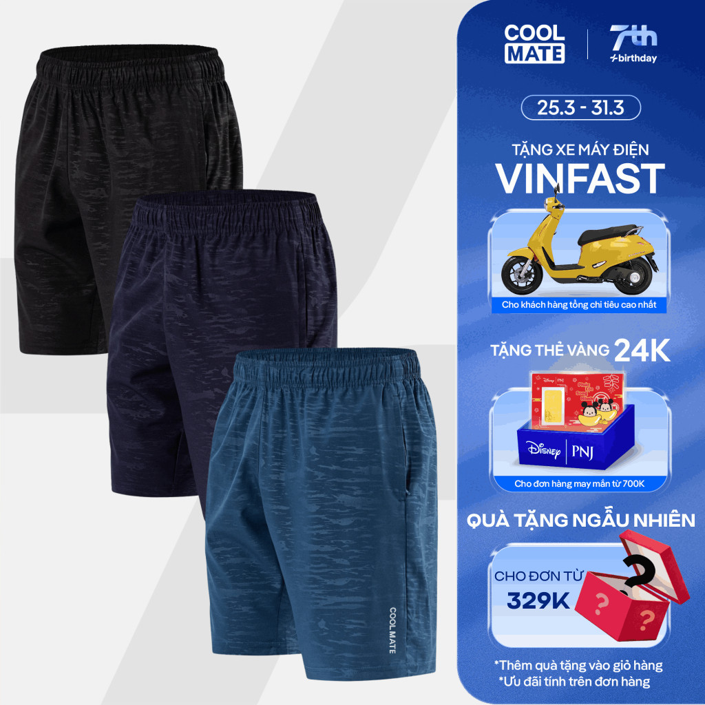 Combo 3 Quần Short nam thể thao Ultra Pro mềm, nhẹ, thoải mái vận động Coolmate