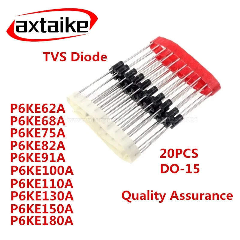 20 Chiếc P6KE62A P6KE68A P6KE75A P6KE82A P6KE91A P6KE100A P6KE110A P6KE130A P6KE150A P6KE180A 600W D