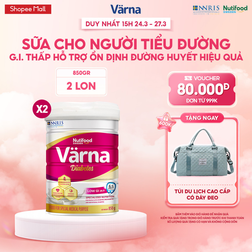 [COMBO ỔN ĐỊNH ĐƯỜNG HUYẾT 2] Combo 2 Lon Sữa Bột Cho Người Tiểu Đường Diabetes (Lon 850g) GI Thấp Ổn Định Đường Huyết