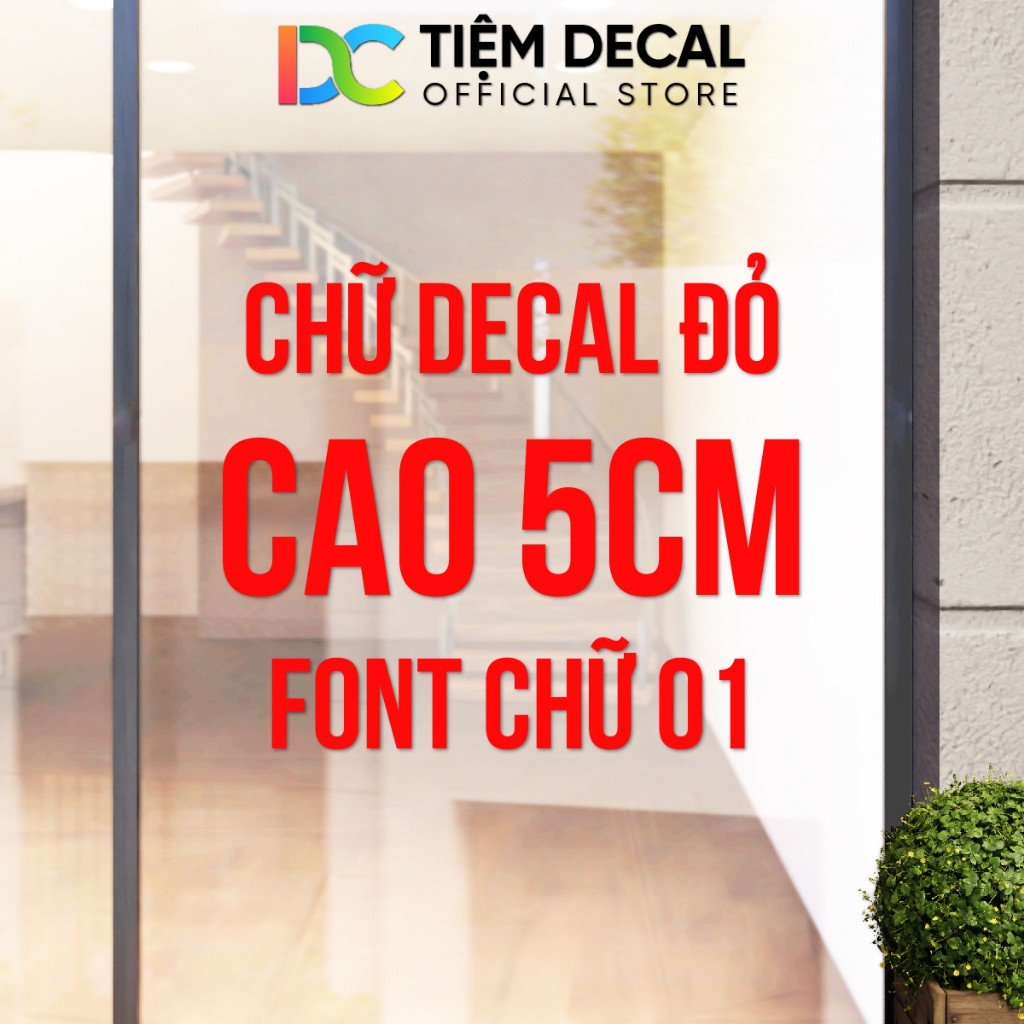 Chữ Decal Đỏ, Cao 5cm, Font Chữ 01, Cắt Chữ Theo Yêu Cầu, Cắt Decal, Cắt Chữ Decal, Dán Kính