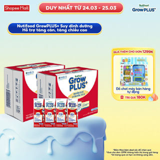 Thùng SBPS Nutifood GrowPLUS+ ít đường Suy Dinh Dưỡng - Tăng Cân, Tăng Chiều Cao (48 Hộp x 180ml) (Bao bì tùy lô hàng)
