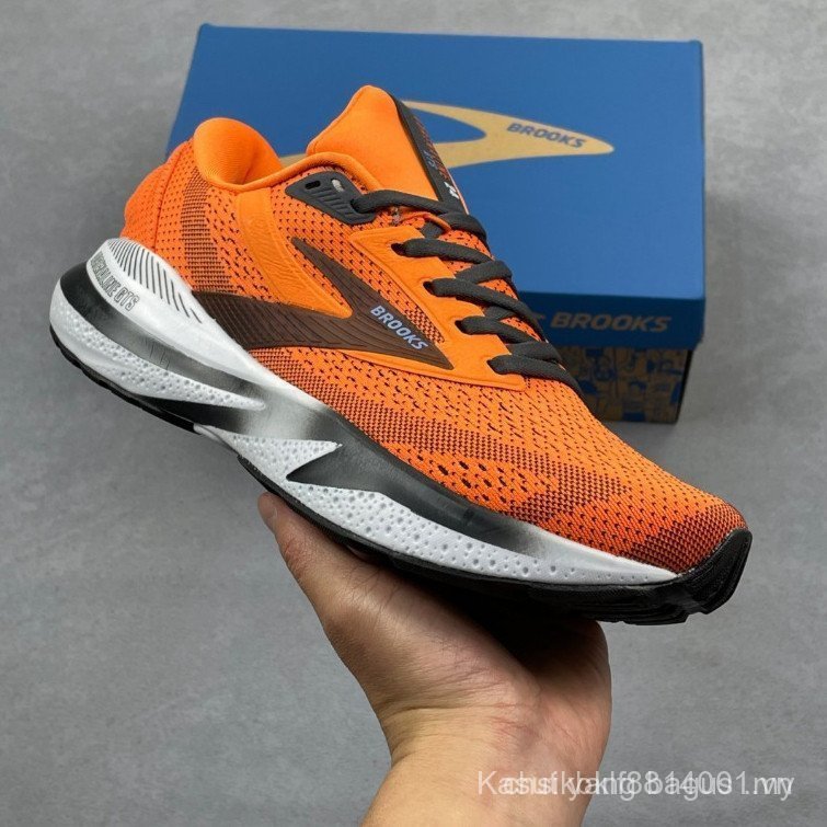 Giày chạy bộ Brooks Adrenaline GTS 24 với đệm Nitrogen cho marathon - Màu cam