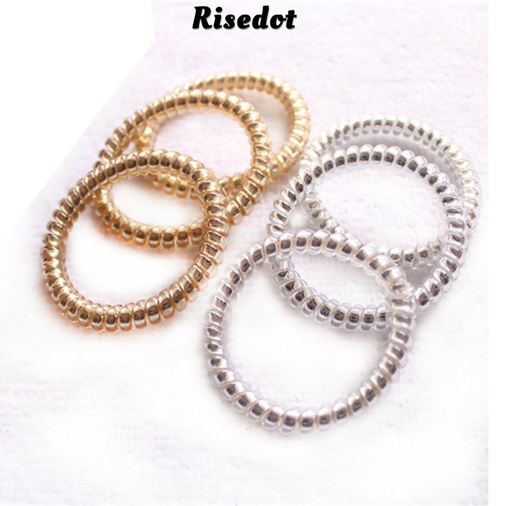 RISEDOT Băng đô leopard vàng/bạc, kèm 10 chiếc dây phone scrunchie