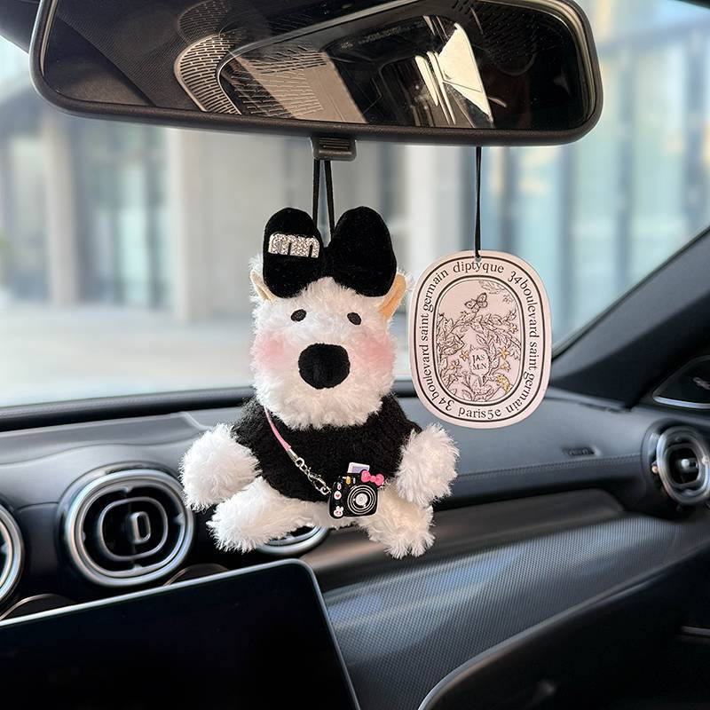 New Cute Gift Girl Car Hanging West Highland Car Pendant Rearview Mirror Pendant Doll Car Interior D