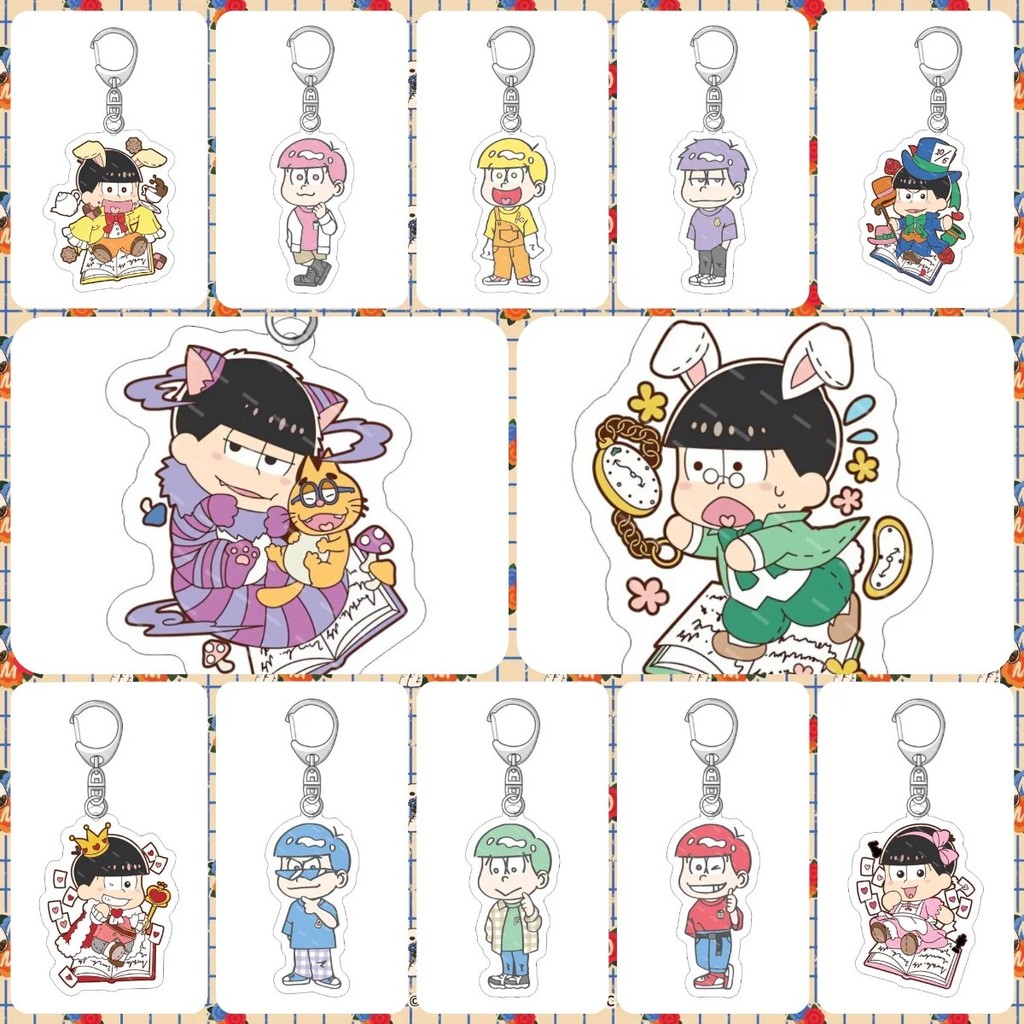 Móc khóa Anime Osomatsu-san Osomatsu-kun mica acrylic trong suốt chibi dễ thương phụ kiện trang trí 