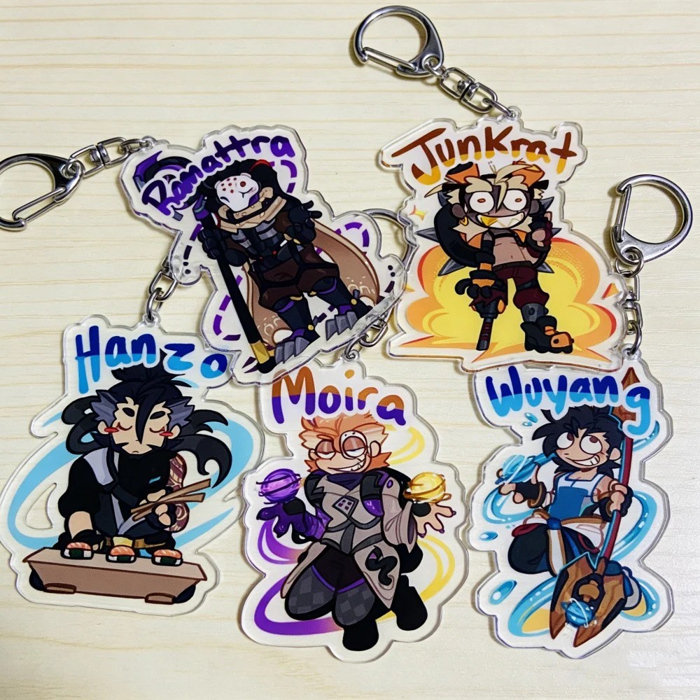 Móc khóa Acrylic Overwatch nhân vật Hanzo Moira Junkrat Ramattra Wuyang chibi trang trí balo túi xác
