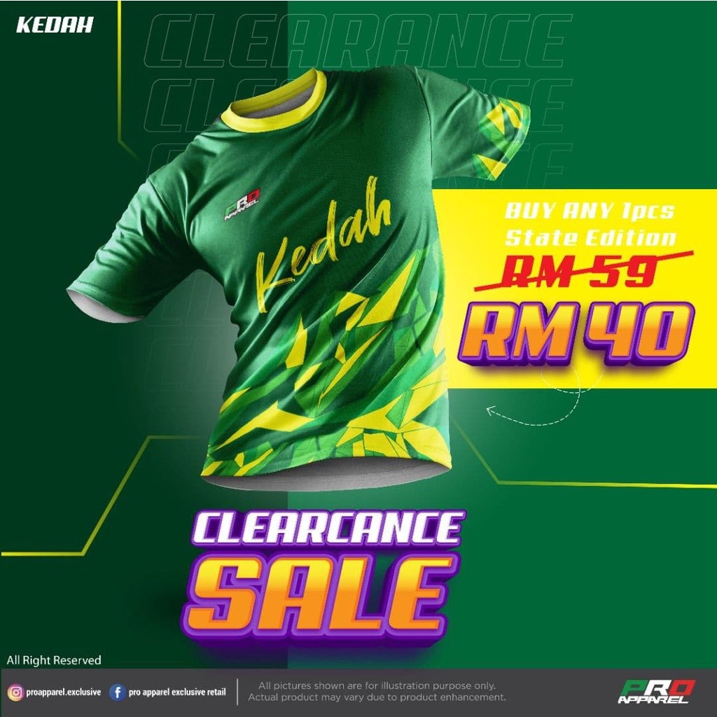 Pro Apparel Malaysia State Edition Áo thun Kedah Darul Aman / 4xs - 4xl