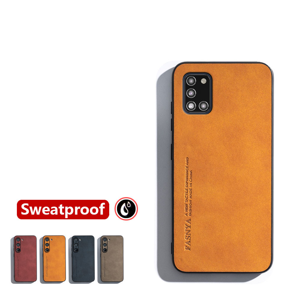 Cảm Giác Da Cho Samsung Galaxy A31 SM-A315 Ốp Điện Thoại Da Retro Sang Trọng Chống Trơn Trượt Chống 