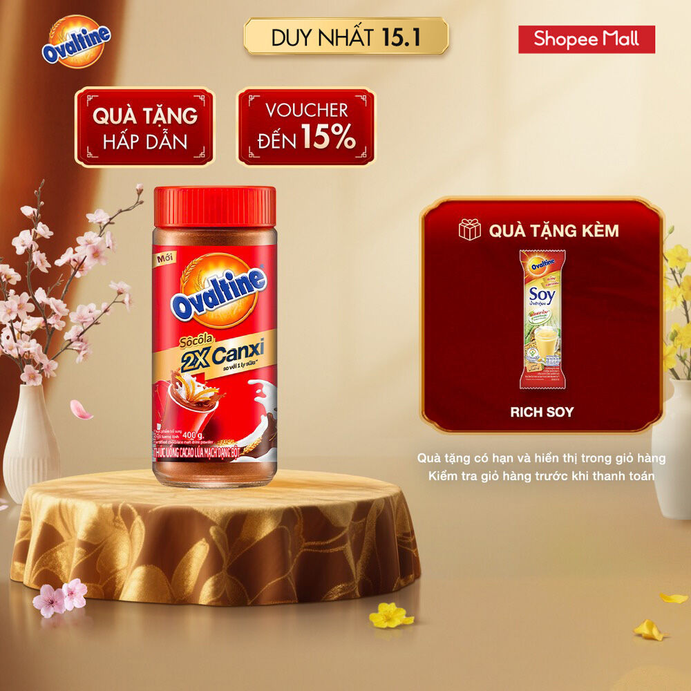 Bột Thức Uống Cacao Lúa Mạch Ovaltine Vị Sô Cô La 400G