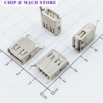 [20 Cái]- AF180 Cổng USB Cái 2.0 Type A 4 Chân Thẳng Xuyên Lỗ Chip & Mạch Store
