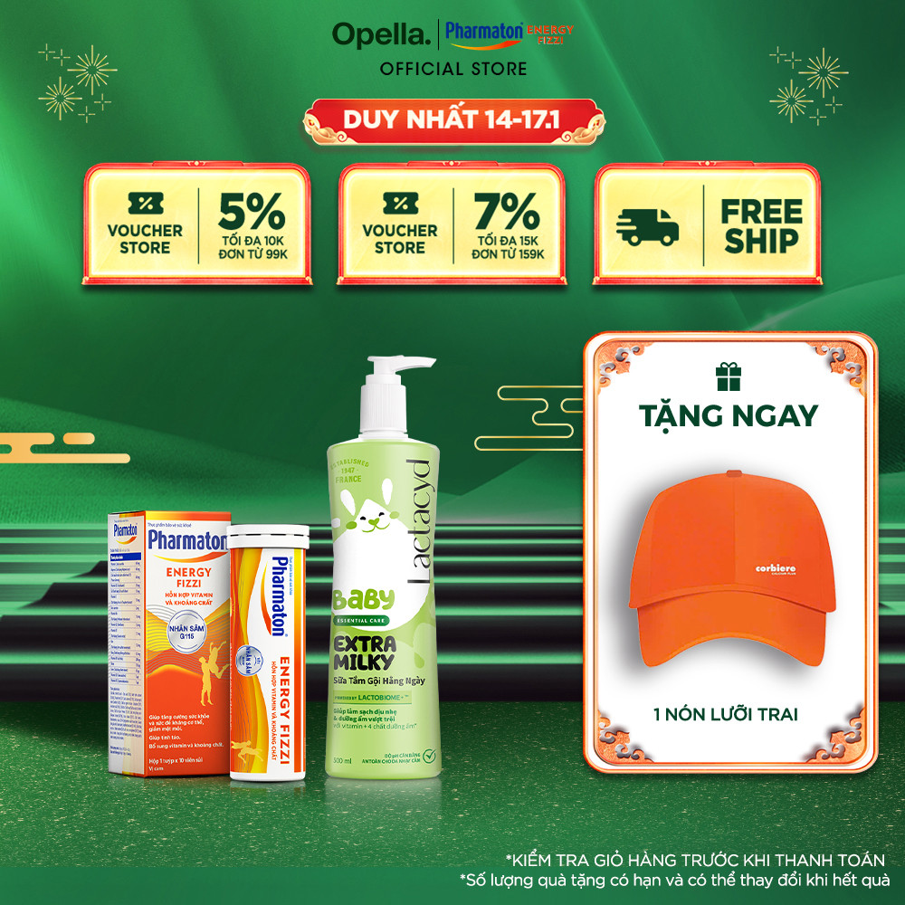 Bộ 1 Sữa Tắm Gội Trẻ Em Lactacyd Milky Bảo Vệ 500ml + 1 Thực phẩm bảo vệ sức khỏe Pharmaton Energy F
