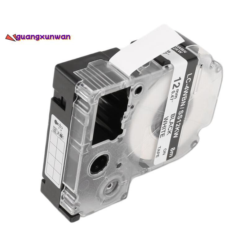 5 Gói Thay Thế -4WBN LC-4WBN9 (SS12KW) Băng Nhãn Cho LabelWorks LW300 LW400 LW500 LW700 Đen Trên Trắ