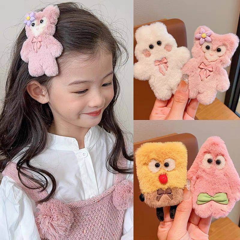 Cartoon Plush Children Hairpin Headdress Autumn and Winter New Girl Large Sponge Baby BB Clip Girl's