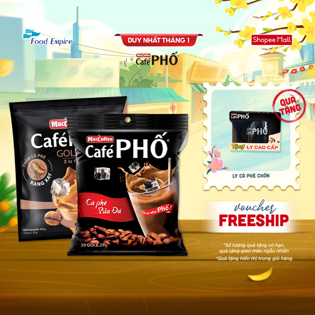 Combo 1 Túi cà phê MacCoffee Phố Sữa Đá & 1 Phố Sữa Đá Gold