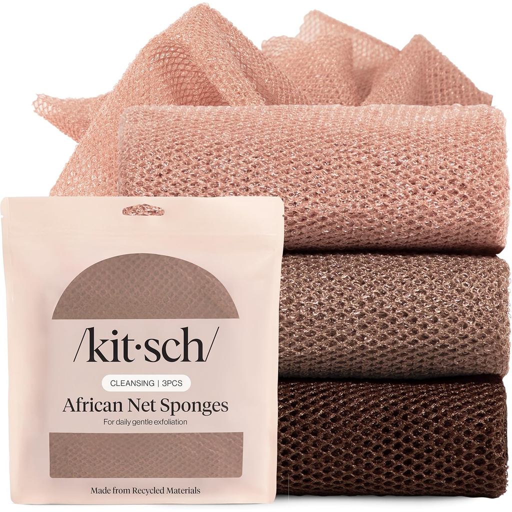 Kitsch African Net Sponge – Máy chà sàn tẩy tế bào chết để làm sạch & tẩy tế bào chết hàng ngày nhẹ 