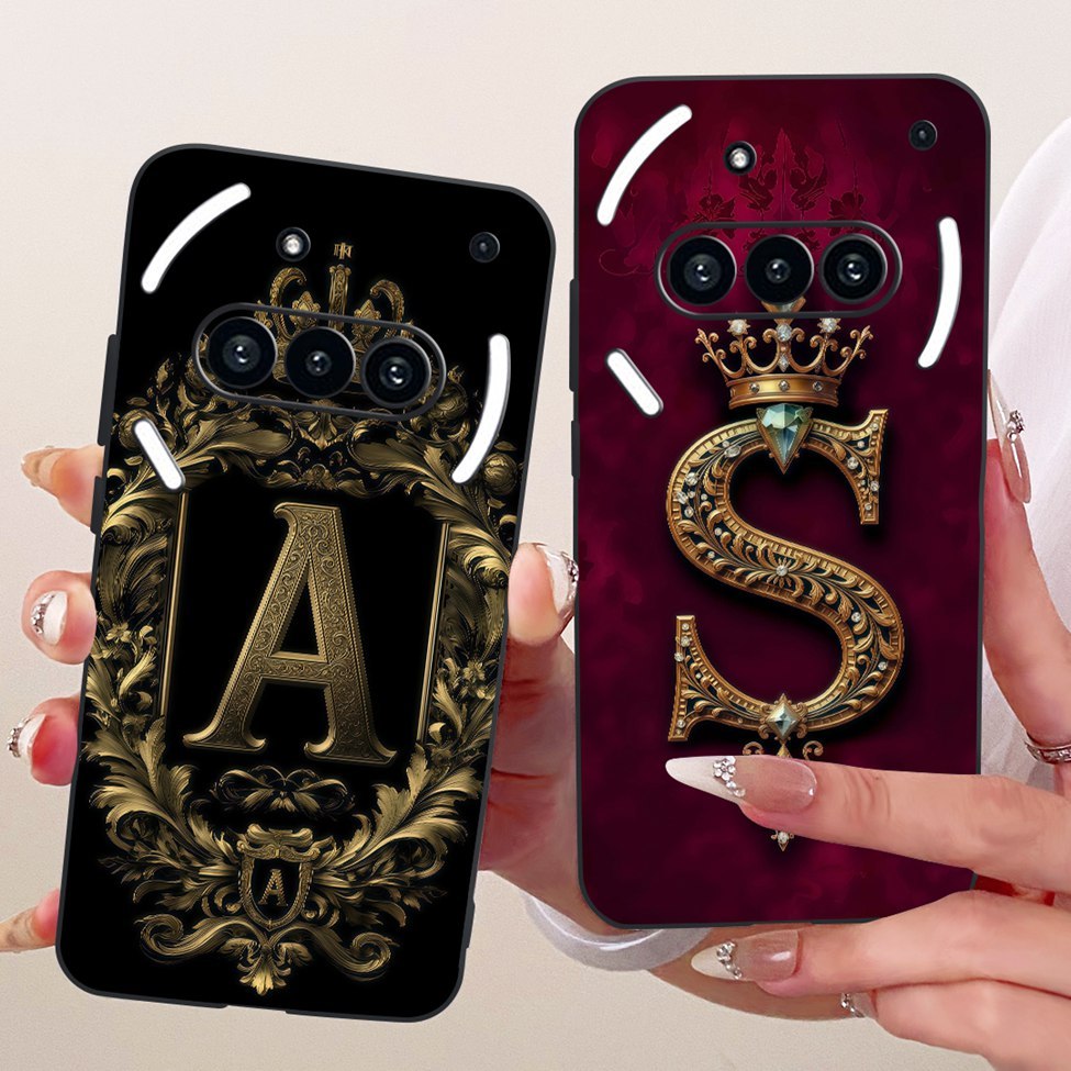 Không Có Điện Thoại (3a) A059 Cover Nothing Phone 3a Case Silicone Luxury Crown A-Z Letters 2D Flat 