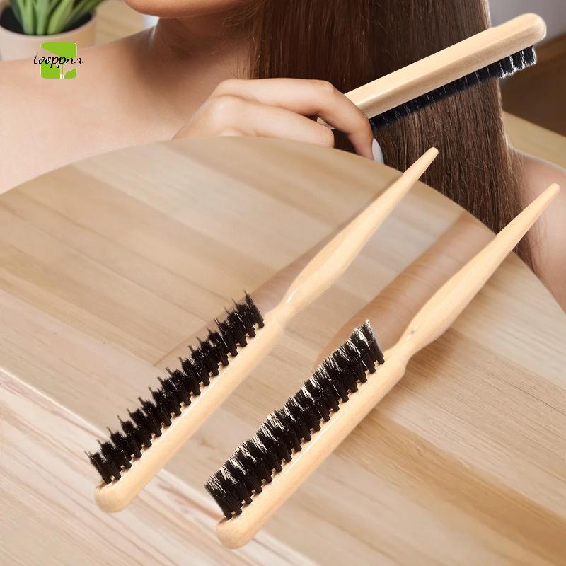 Tooppnn gỗ xử lý heo rừng bristlebs salon tóc bàn chải tự nhiên heo rừng lông bàn chải tóc Slimline 